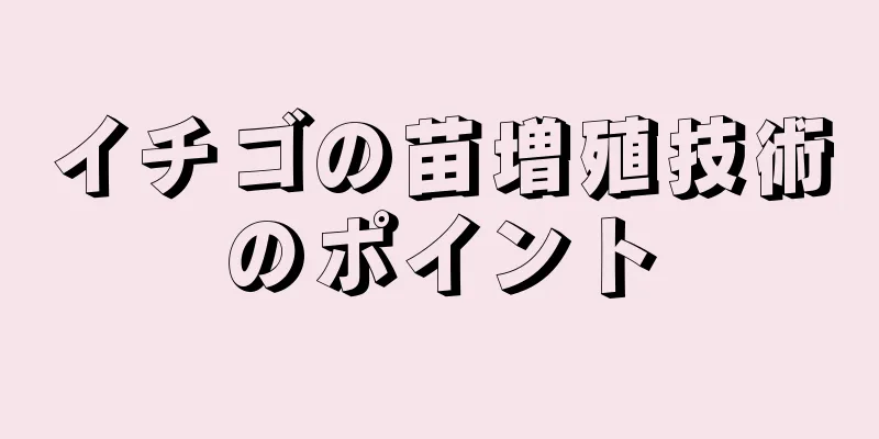 イチゴの苗増殖技術のポイント