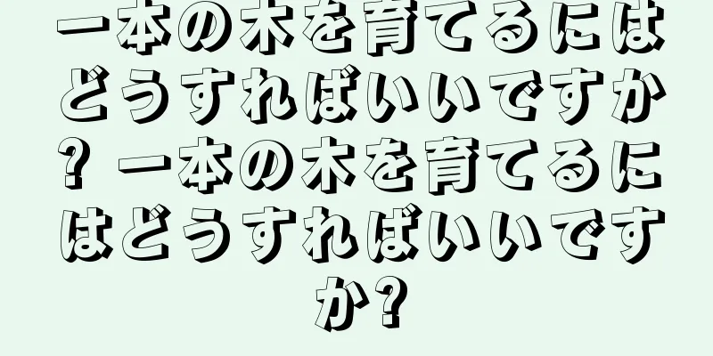 一本の木を育てるにはどうすればいいですか? 一本の木を育てるにはどうすればいいですか?