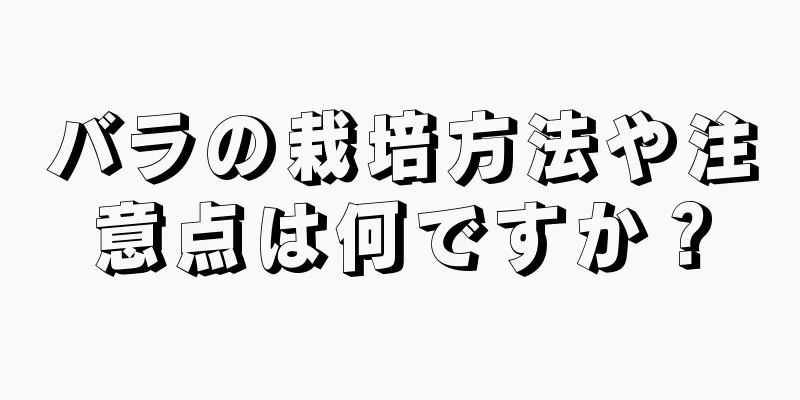 バラの栽培方法や注意点は何ですか？