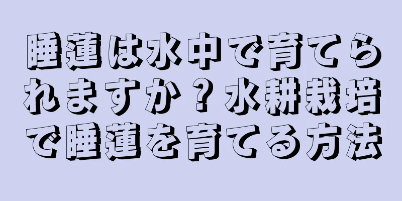 睡蓮は水中で育てられますか？水耕栽培で睡蓮を育てる方法