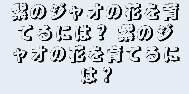 紫のジャオの花を育てるには？ 紫のジャオの花を育てるには？