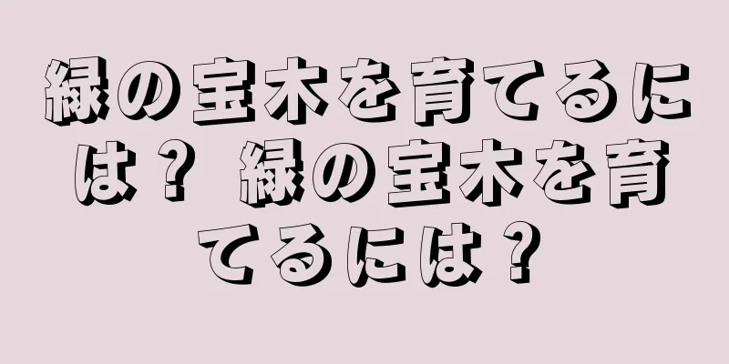 緑の宝木を育てるには？ 緑の宝木を育てるには？