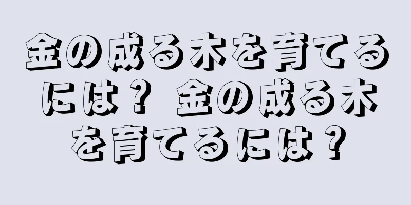 金の成る木を育てるには？ 金の成る木を育てるには？