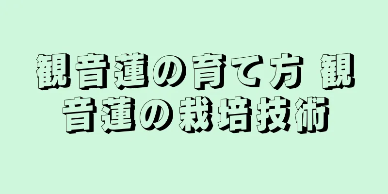 観音蓮の育て方 観音蓮の栽培技術