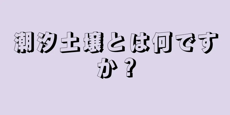 潮汐土壌とは何ですか？