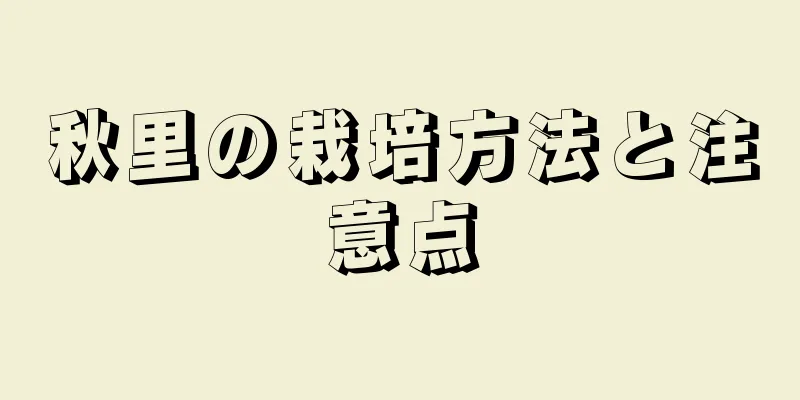 秋里の栽培方法と注意点