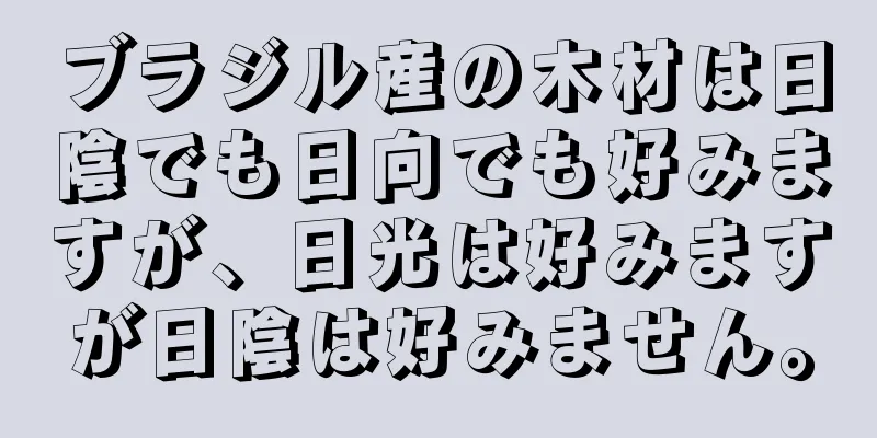 ブラジル産の木材は日陰でも日向でも好みますが、日光は好みますが日陰は好みません。