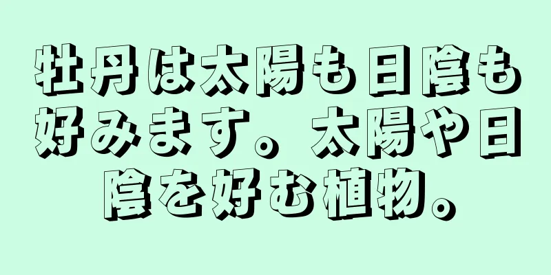 牡丹は太陽も日陰も好みます。太陽や日陰を好む植物。
