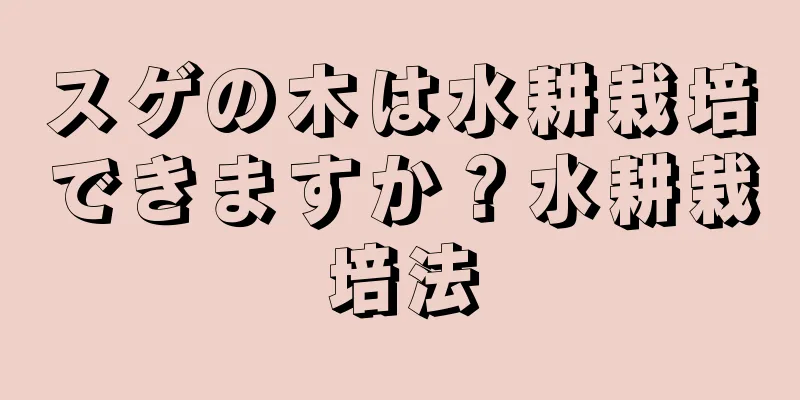 スゲの木は水耕栽培できますか？水耕栽培法