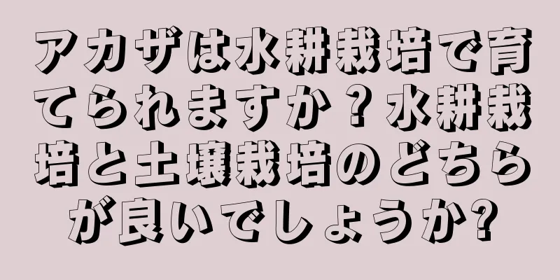 アカザは水耕栽培で育てられますか？水耕栽培と土壌栽培のどちらが良いでしょうか?