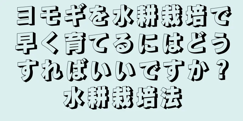 ヨモギを水耕栽培で早く育てるにはどうすればいいですか？水耕栽培法