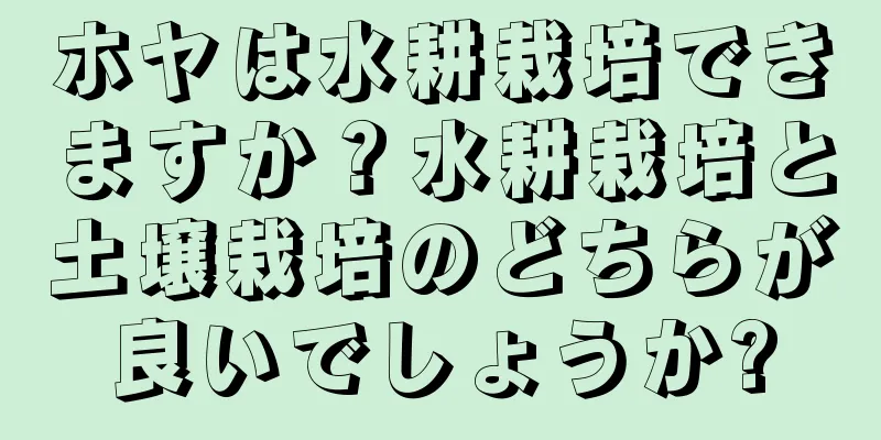 ホヤは水耕栽培できますか？水耕栽培と土壌栽培のどちらが良いでしょうか?