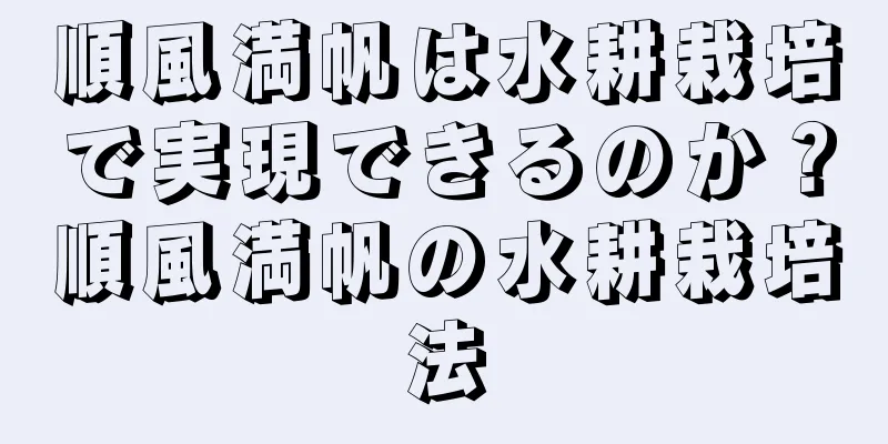 順風満帆は水耕栽培で実現できるのか？順風満帆の水耕栽培法