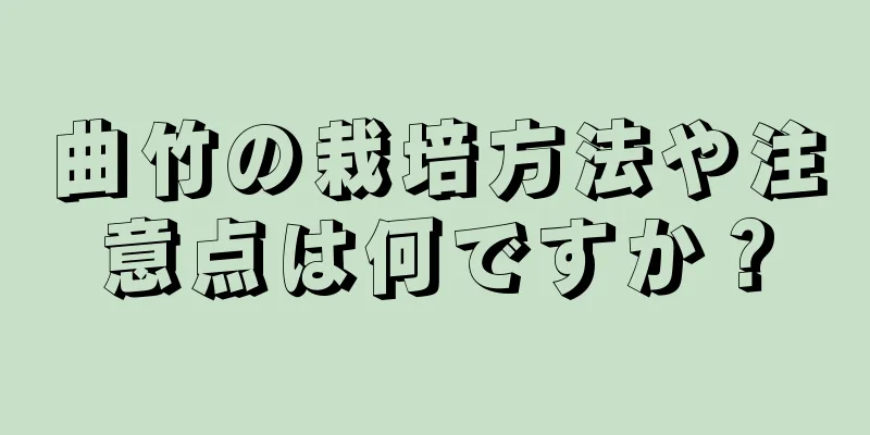 曲竹の栽培方法や注意点は何ですか？