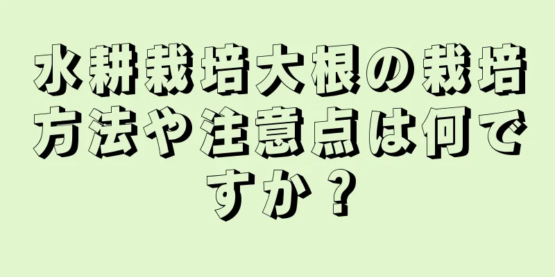 水耕栽培大根の栽培方法や注意点は何ですか？
