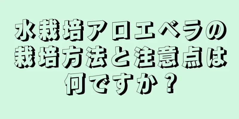 水栽培アロエベラの栽培方法と注意点は何ですか？