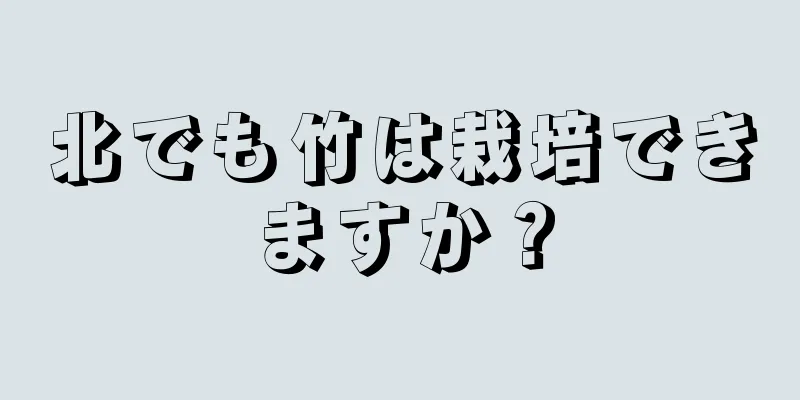 北でも竹は栽培できますか？