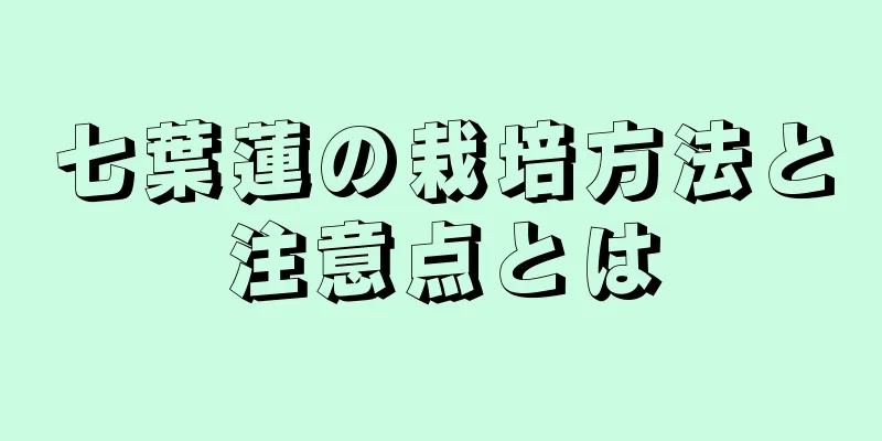 七葉蓮の栽培方法と注意点とは