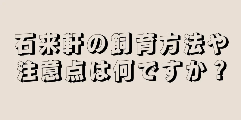 石来軒の飼育方法や注意点は何ですか？