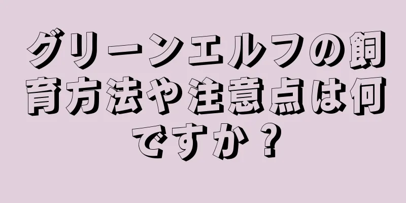 グリーンエルフの飼育方法や注意点は何ですか？