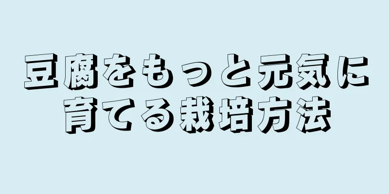 豆腐をもっと元気に育てる栽培方法