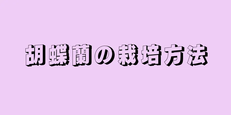 胡蝶蘭の栽培方法