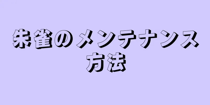 朱雀のメンテナンス方法